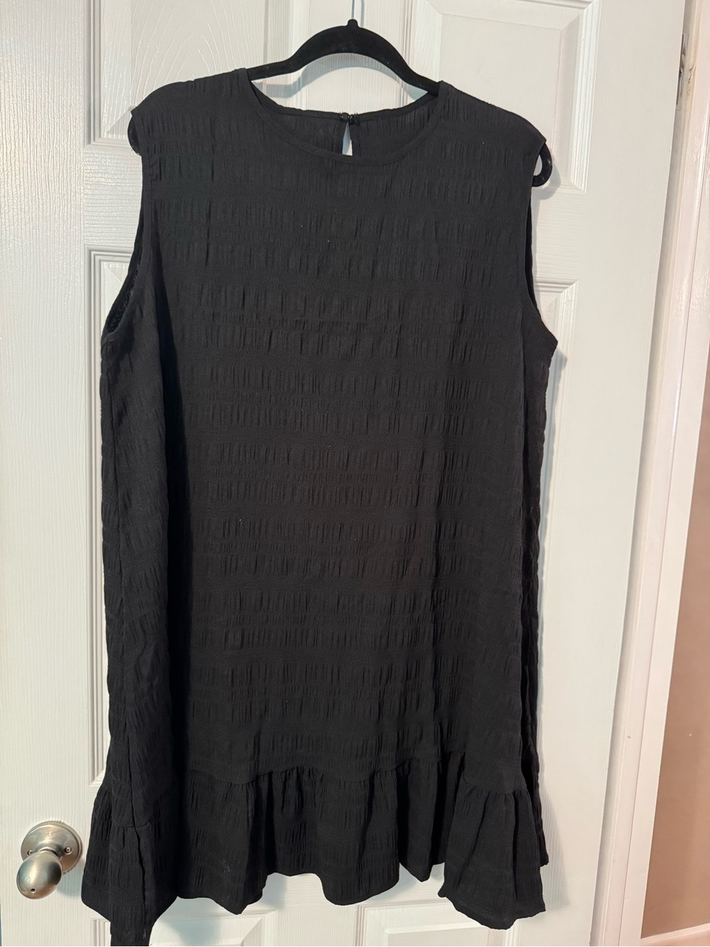 Black Sleeveless Ruffle-Hem Dress